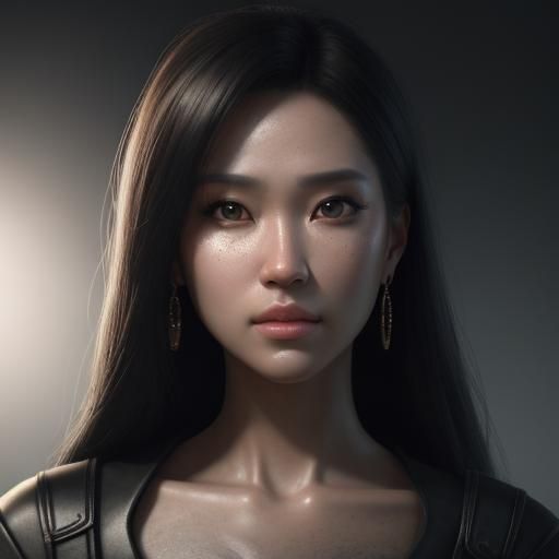 Hyperreal Woman's Portrait in 8K with Dramatic Lighting