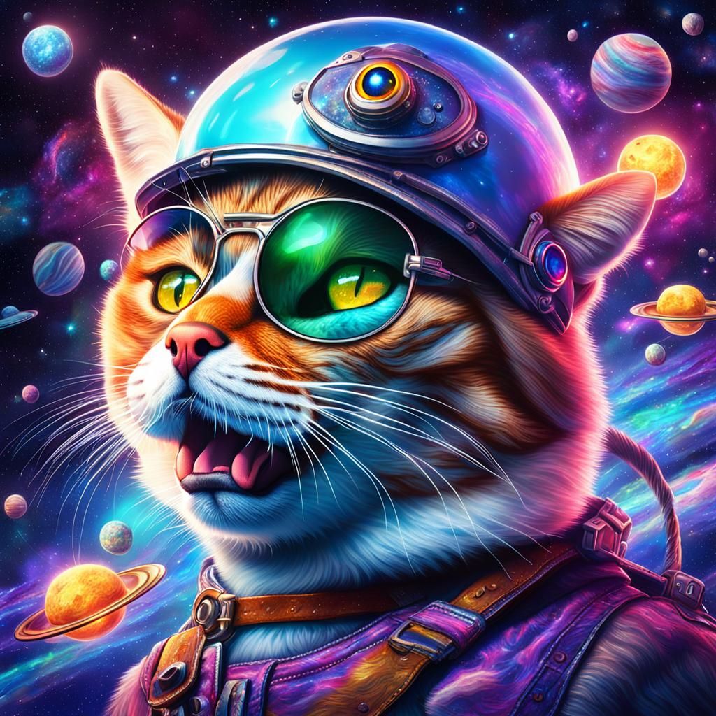 Pirate Cat and Dog in Cosmic Space Battle