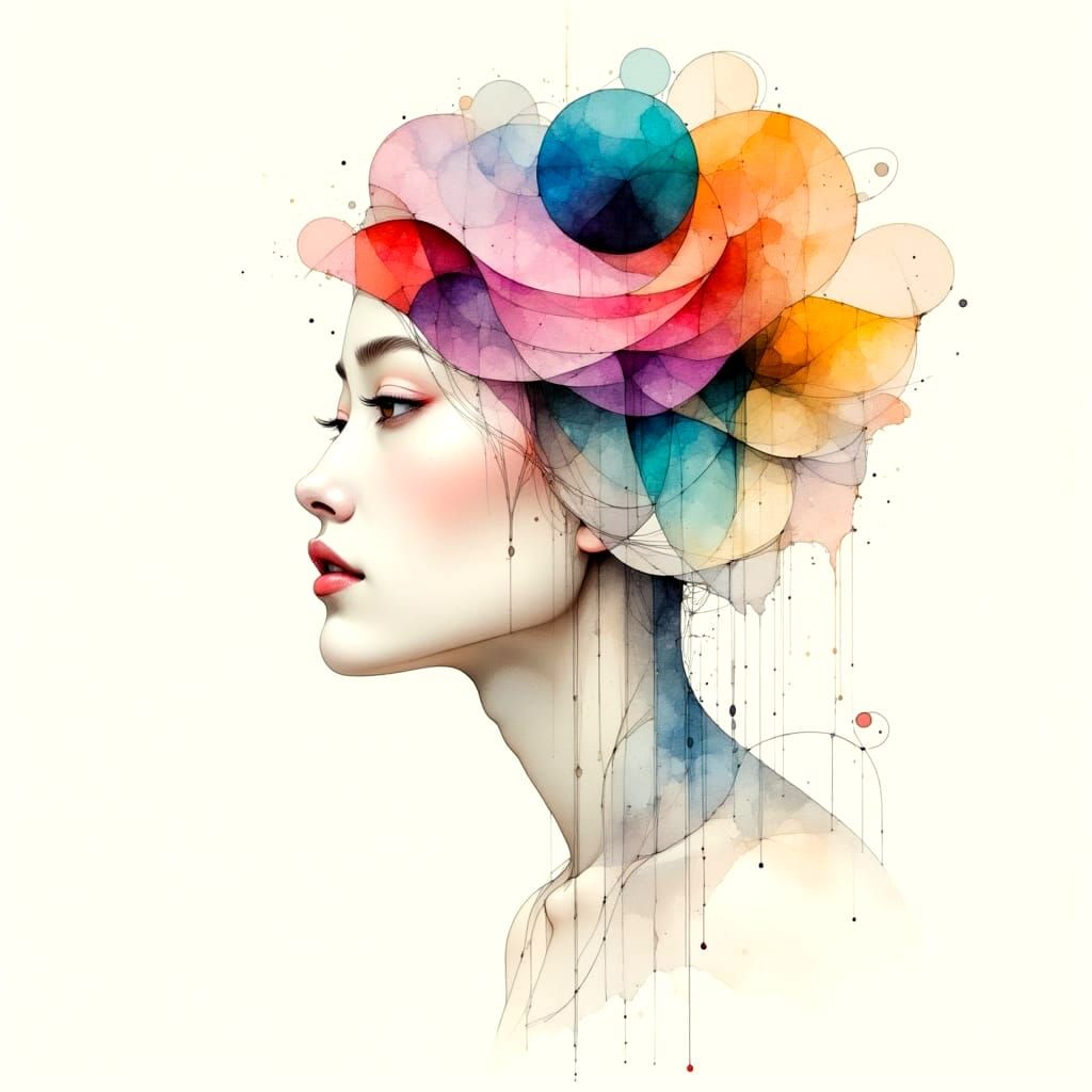 Exotic Fractal Elegance in Digital Watercolor