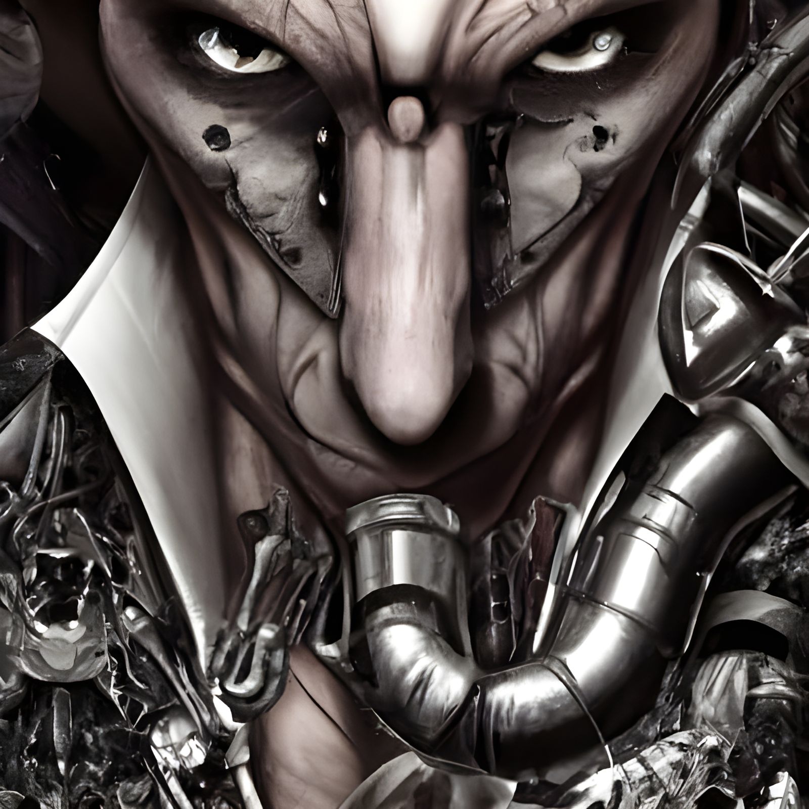 Steampunk Cyborg Detective in Gothic Horror Style