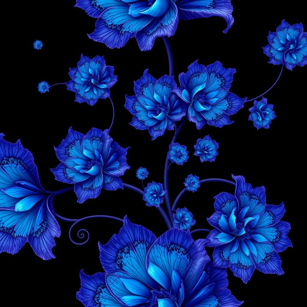 Electric Blue Fractals in Infinite Mandelbrot Patterns