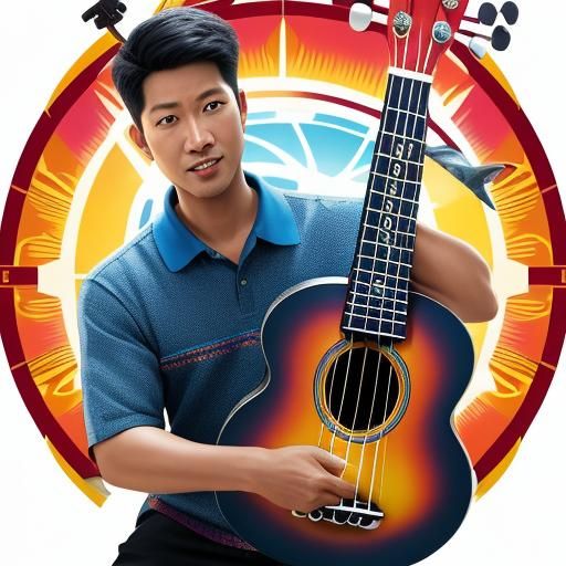 Swordfish Ukulele Serenade in Pixar-Style 3D Art