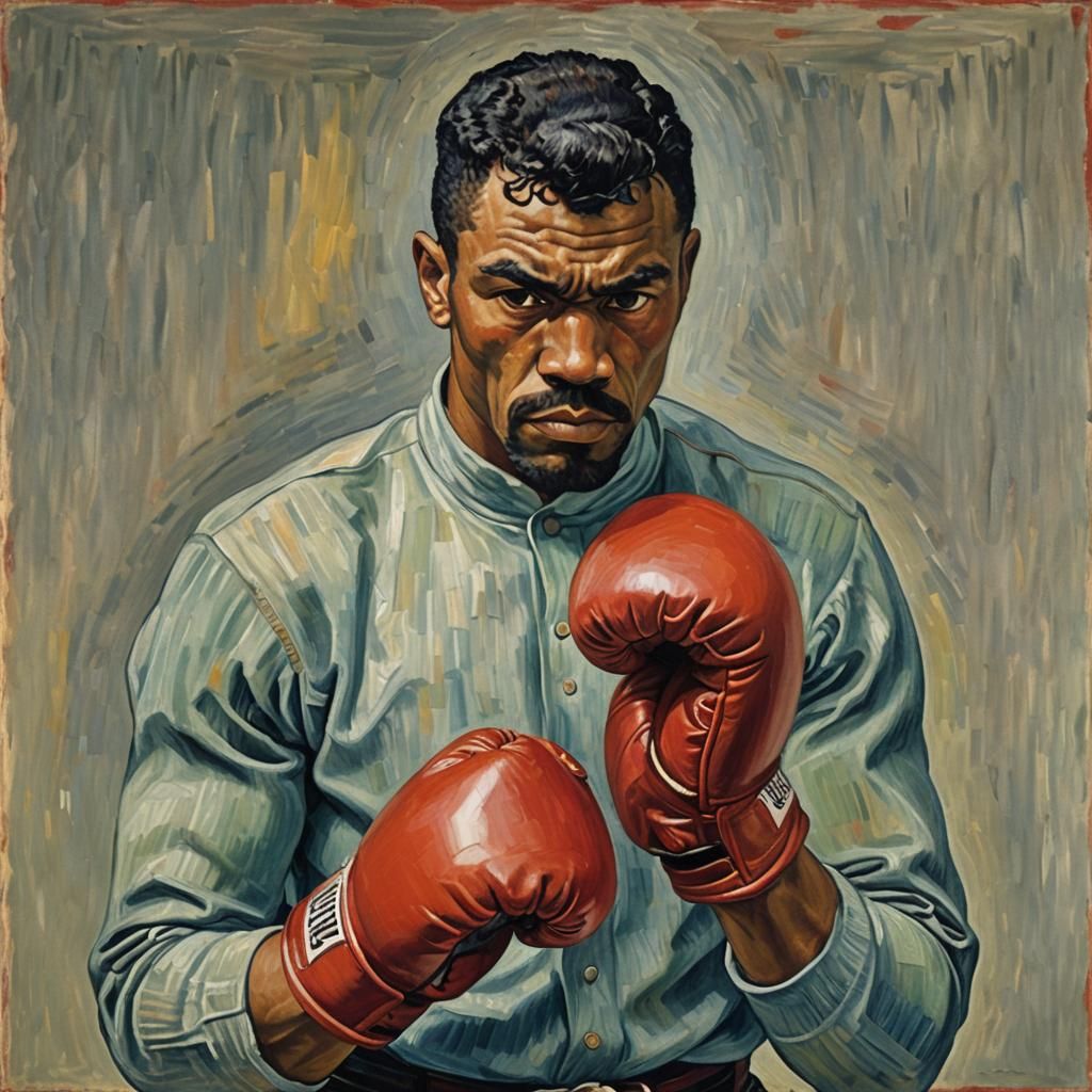 Boxer Portrait in Post-Impressionist Style