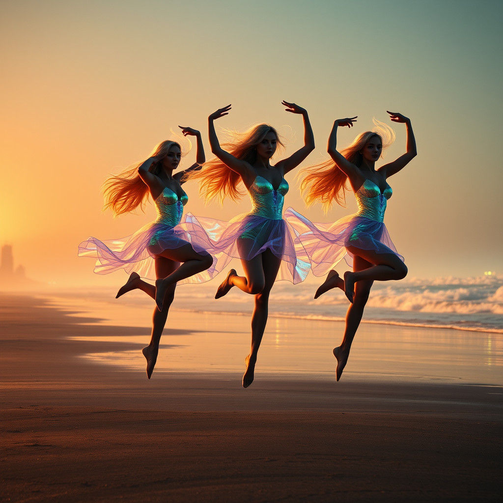 Cyberpunk Dancers on Dystopian Beach