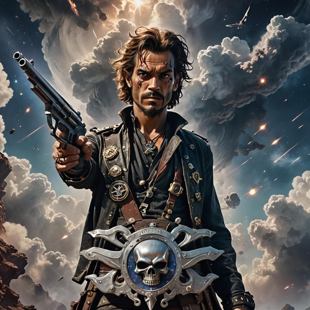 Space Pirate Wanted Poster in Cinematic Style