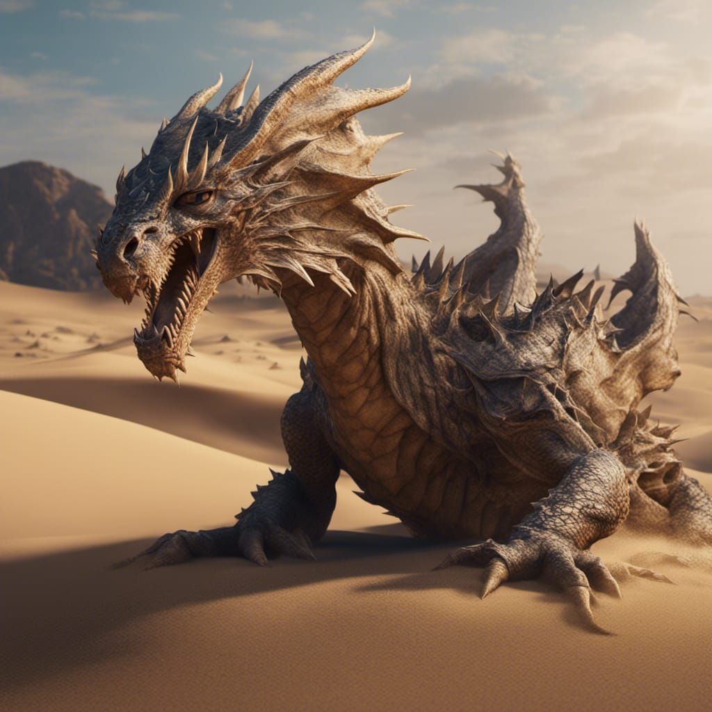 Sand Dragon Rising in Desert Landscape