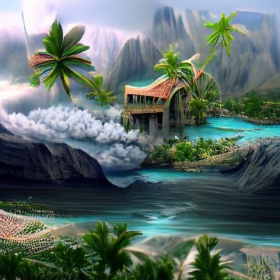 Detailed Matte Painting of a Tropical Island
