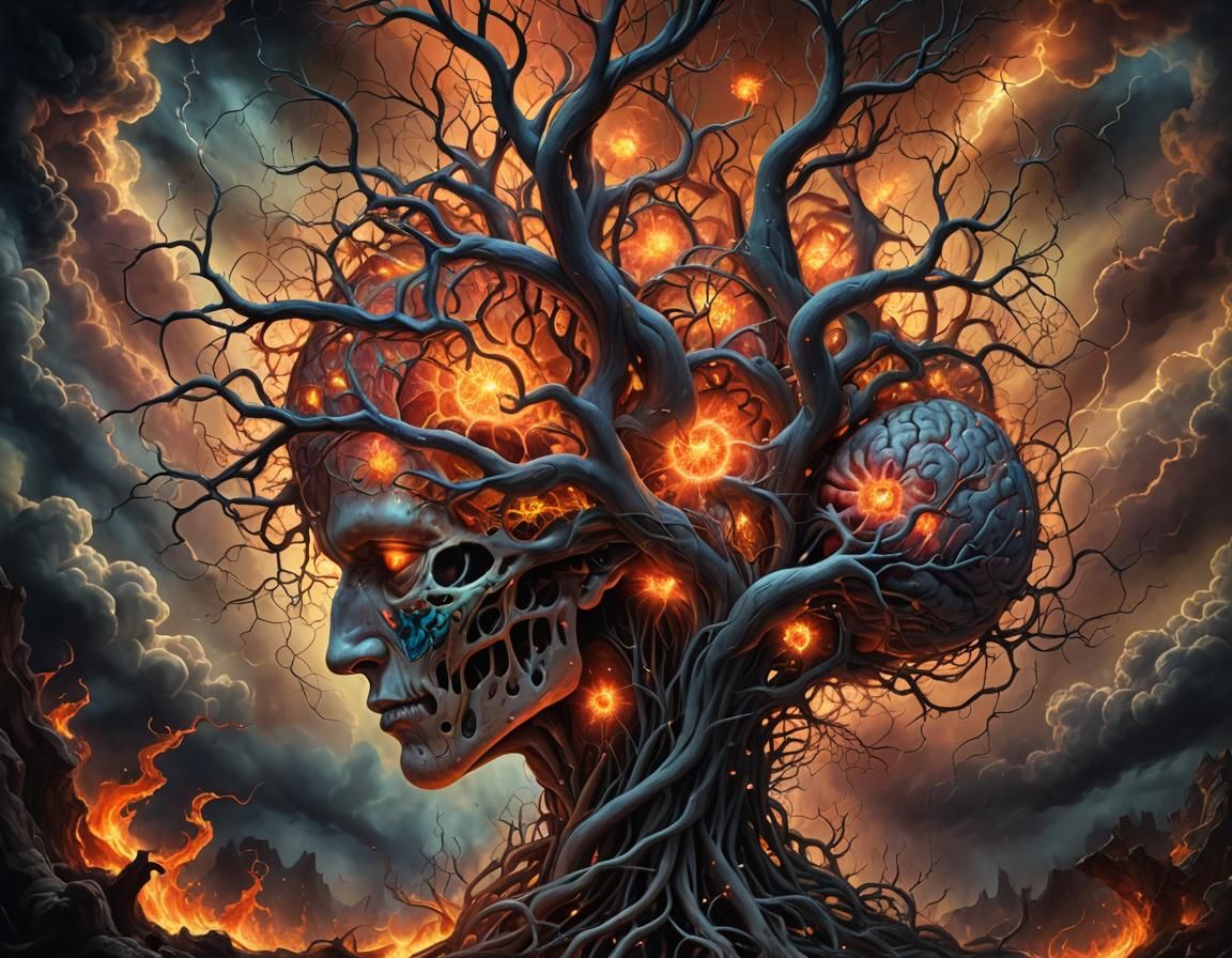 Surreal Psychedelic Brain Neurons in Heaven and Hell