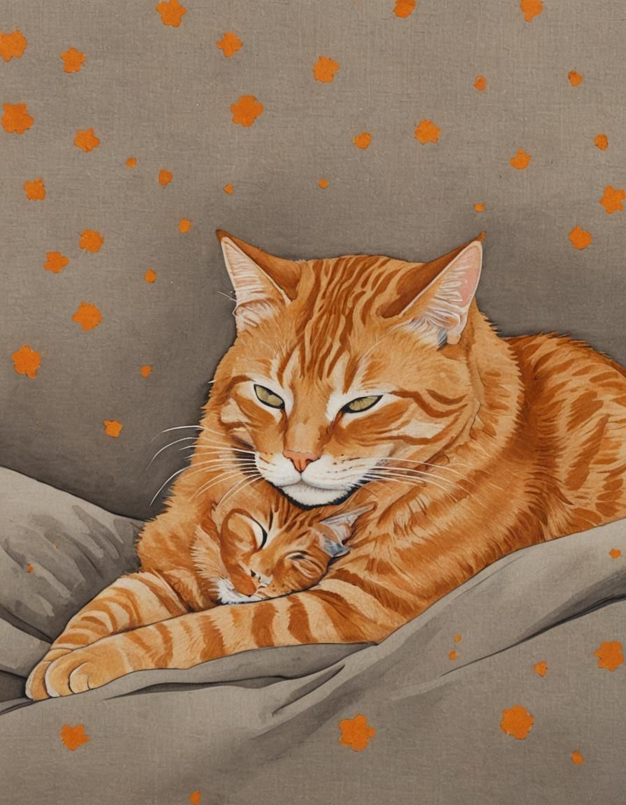 Orange Tabby Cat Napping Peacefully on Lap