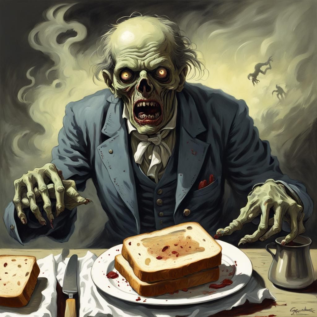 Terrifying Undead Toaster Zombie in Horror Style