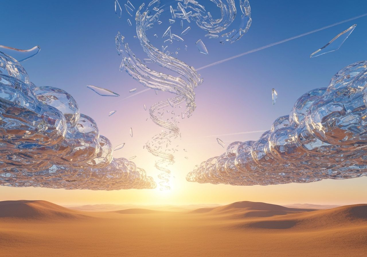Surreal Sunrise Sky of Glistening Glass Sculptures