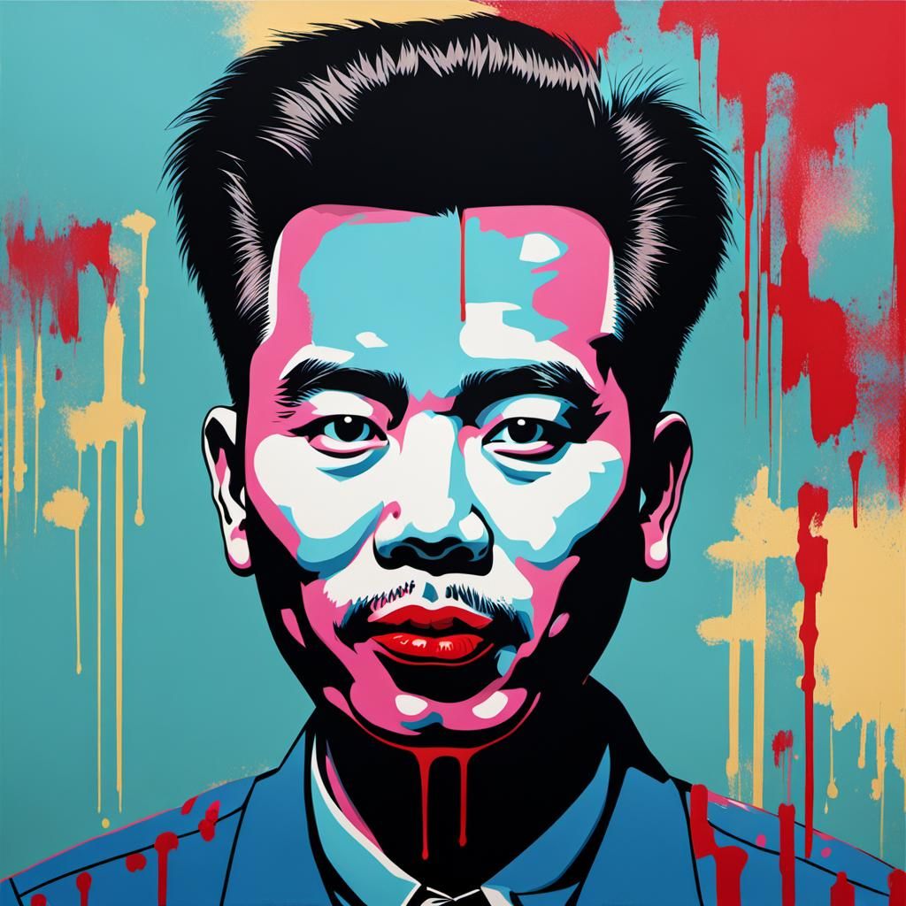 Pop Art - Pol Pot with lipstick (or blood)
