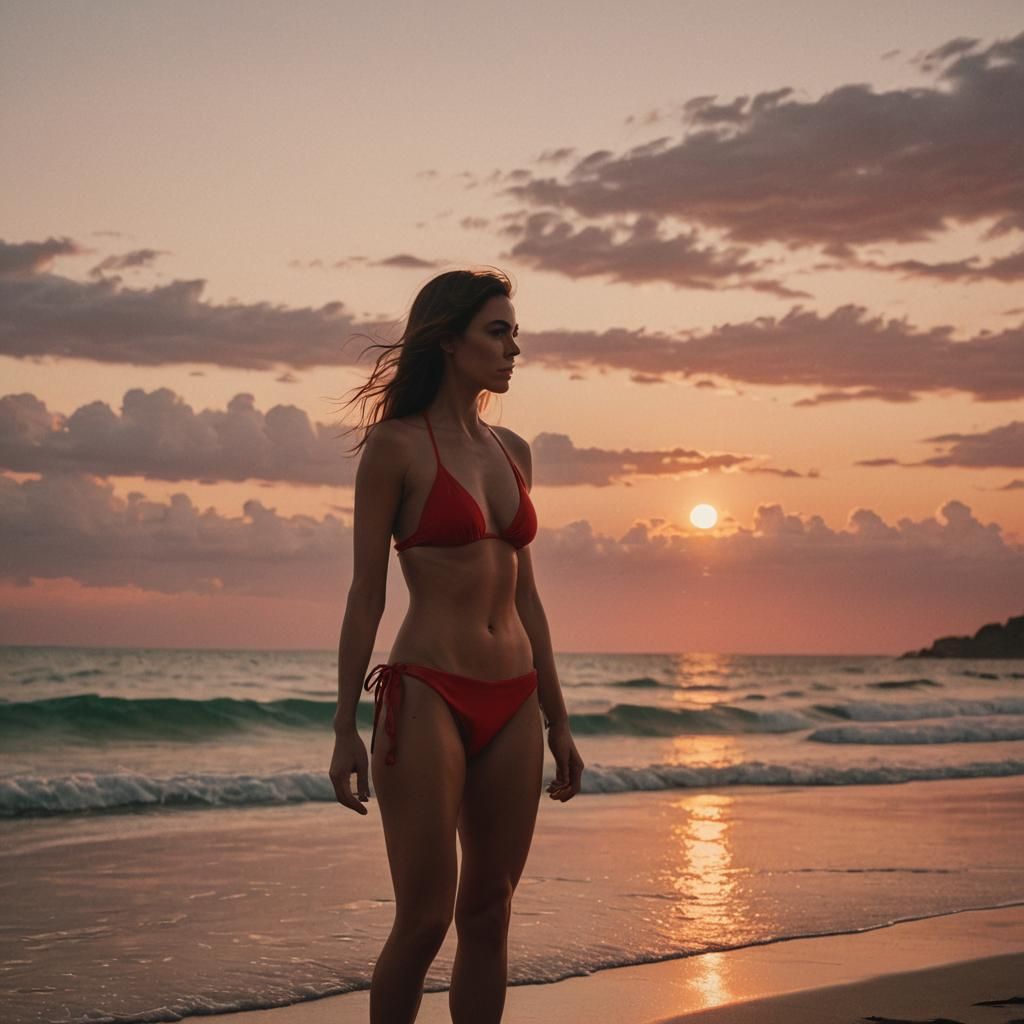 Sunset Beach Beauty in Classic Hollywood Style