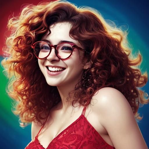 Woman with Red Glasses in Splash Art Style