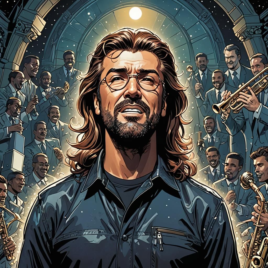 George Michael as Jazz Singer in Comic Book Art