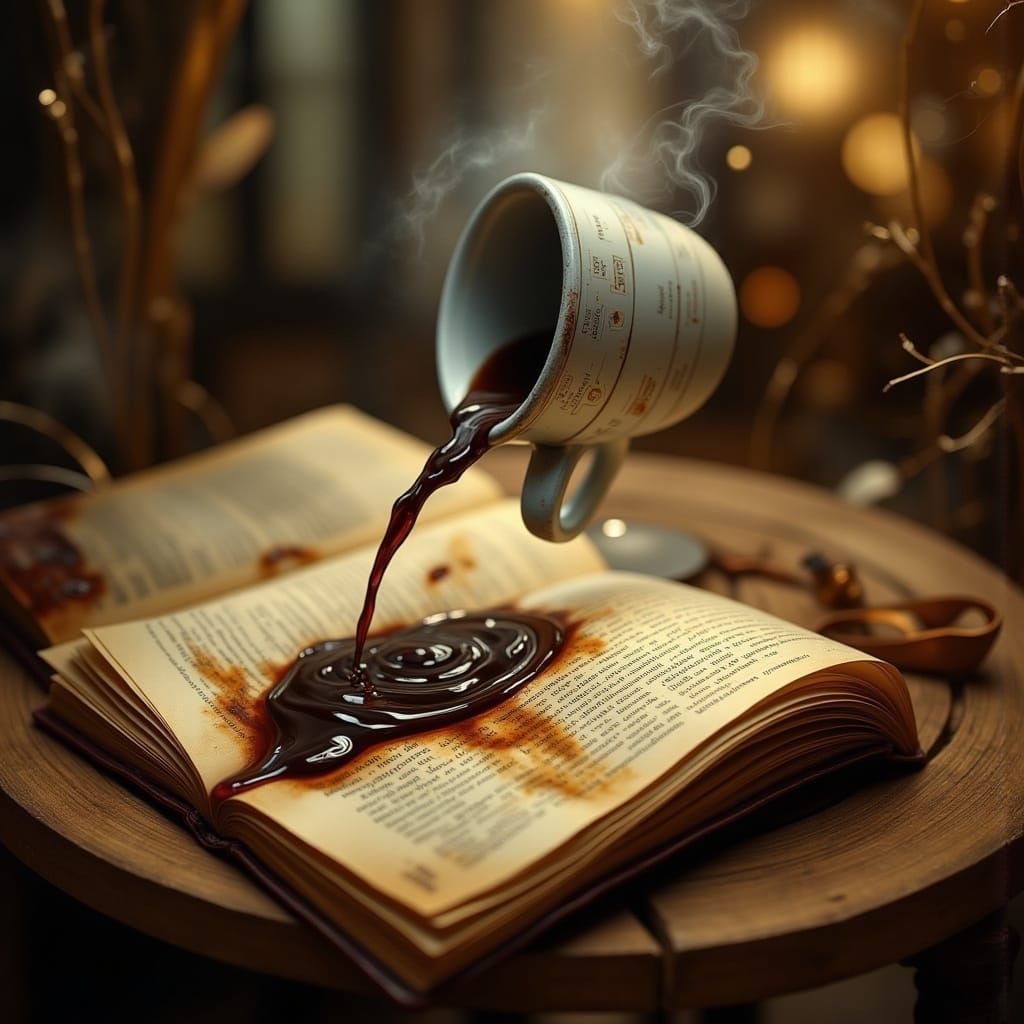 Coffee Spill Tragedy in Cozy Cafe, Cinematic Slow Motion