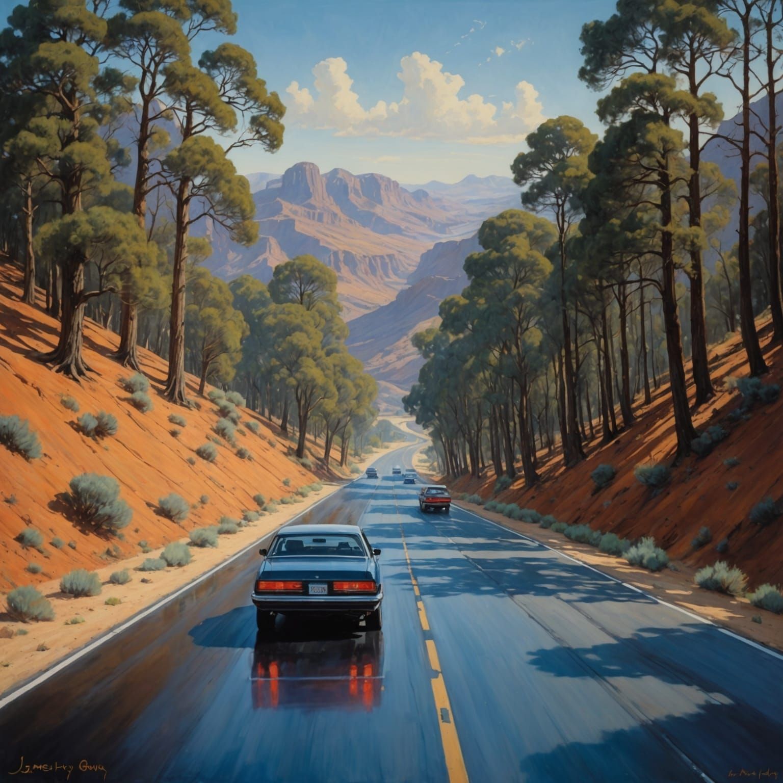 Winding Road: An Oil Painting in Gurney Style