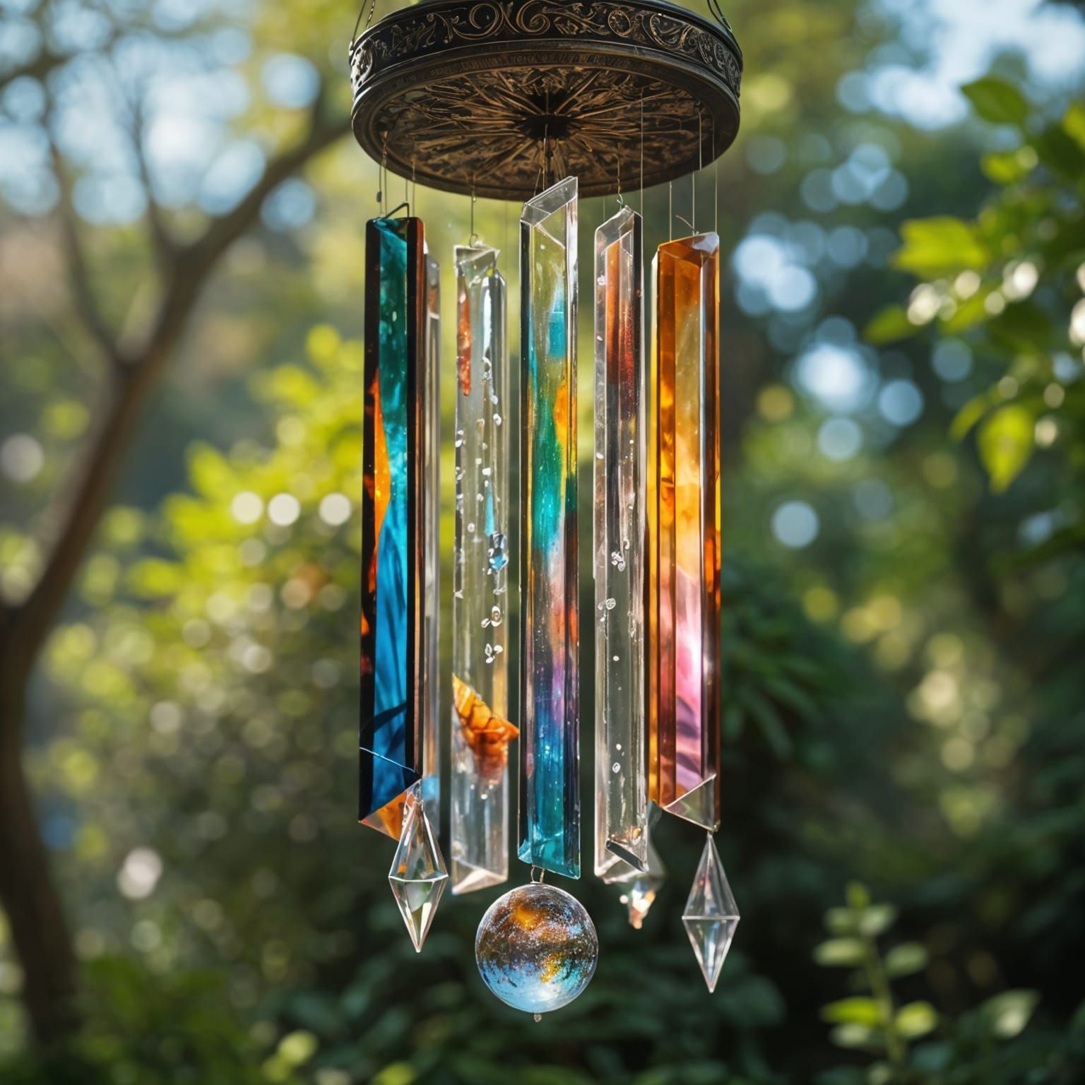 Glass Wind Chimes with Rothko-Riley Refractions