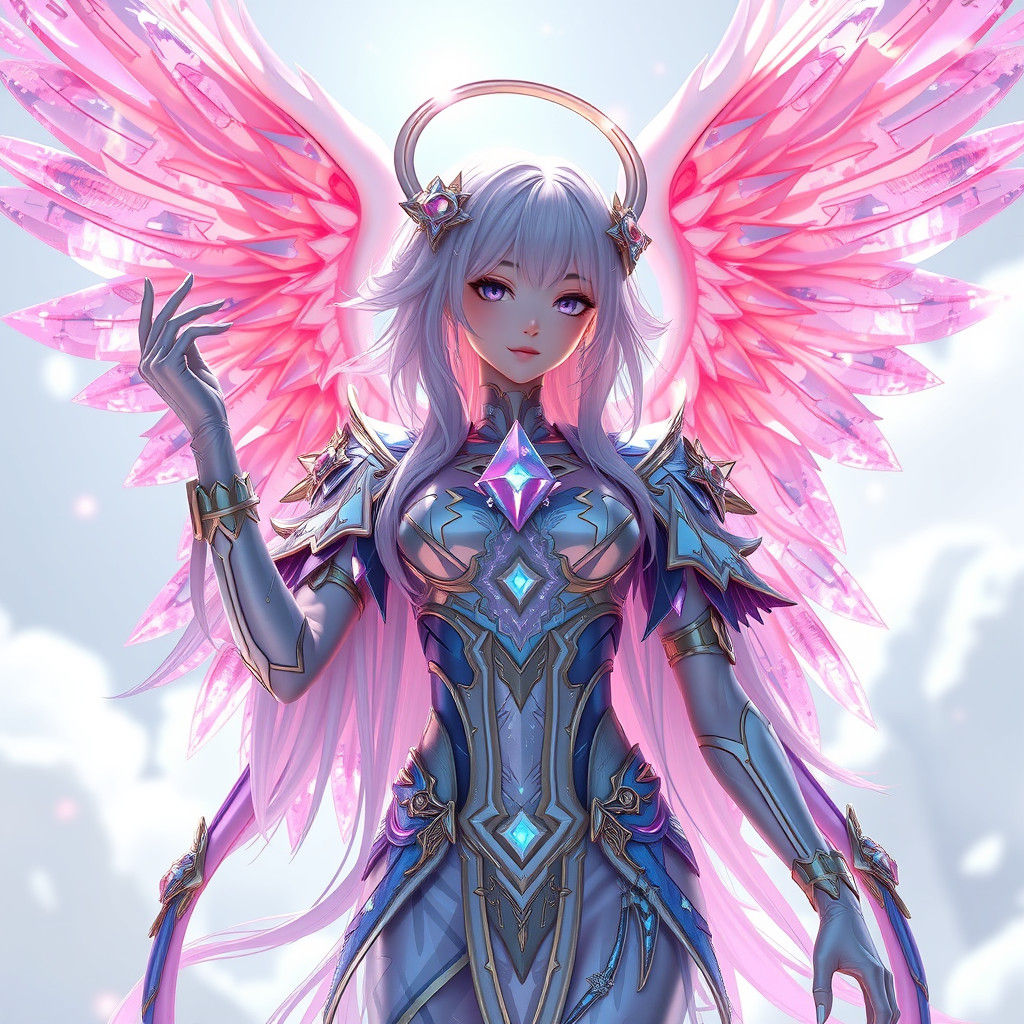 Detailed Crystal Angel in 3D Anime Art