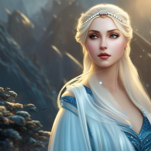 Majestic Ice Princess Portrait in Detailed Lighting