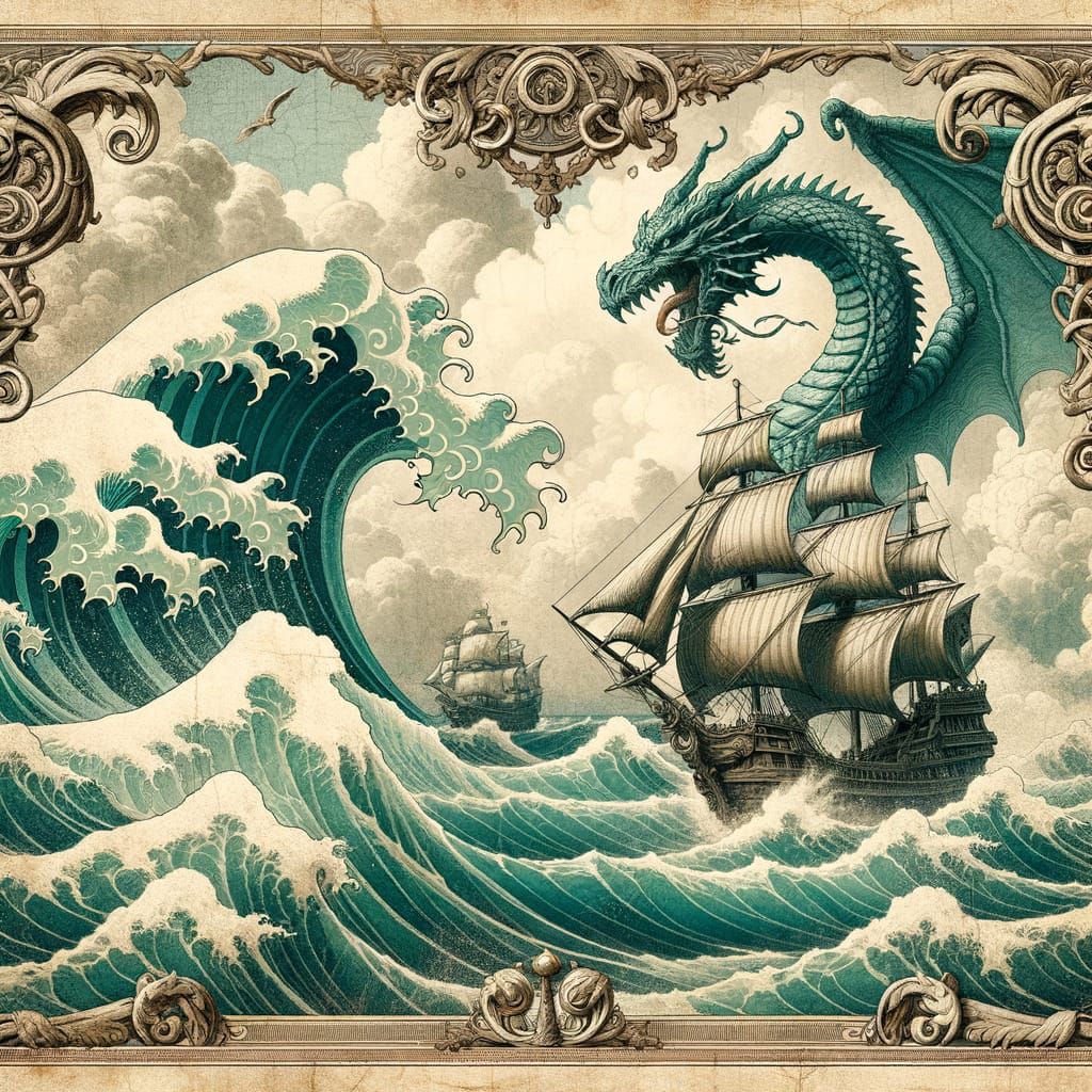 Antiqued painting,  intricate scrolling of design and paint,...