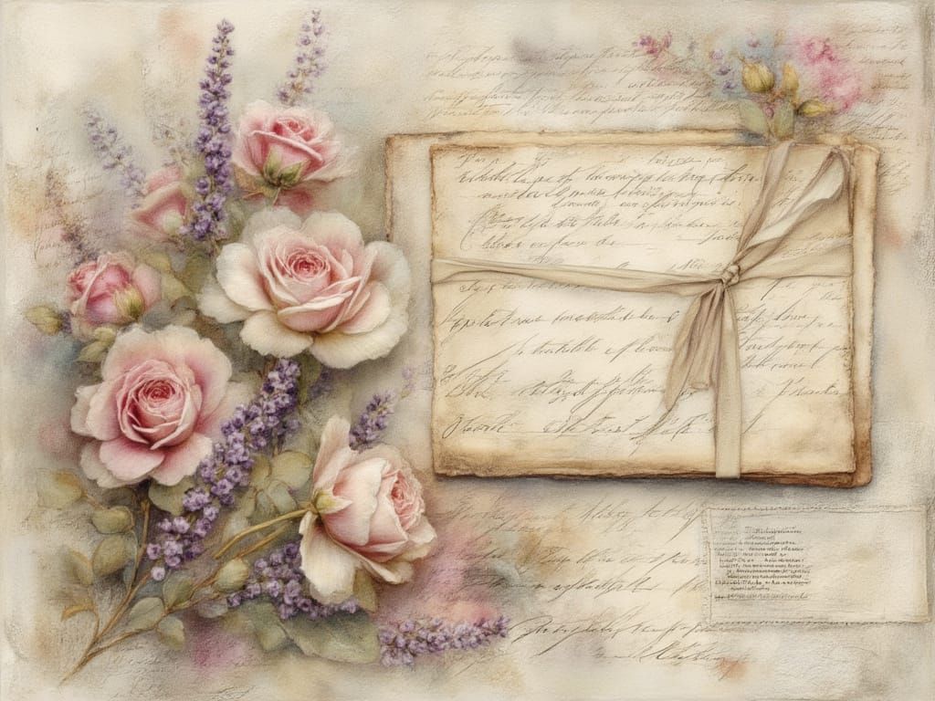Vintage Floral Arrangement With Love Letters
