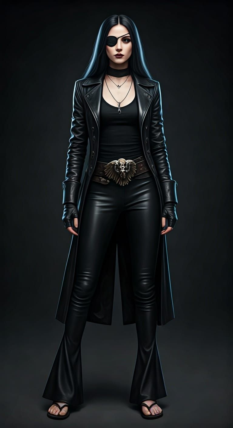 Pirate Queen in Black Leather: Fantasy Portrait