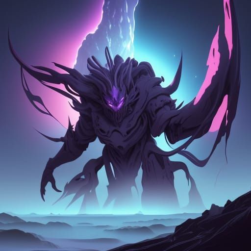 Cosmic Demons Emerge from a Barren World in Anime Style