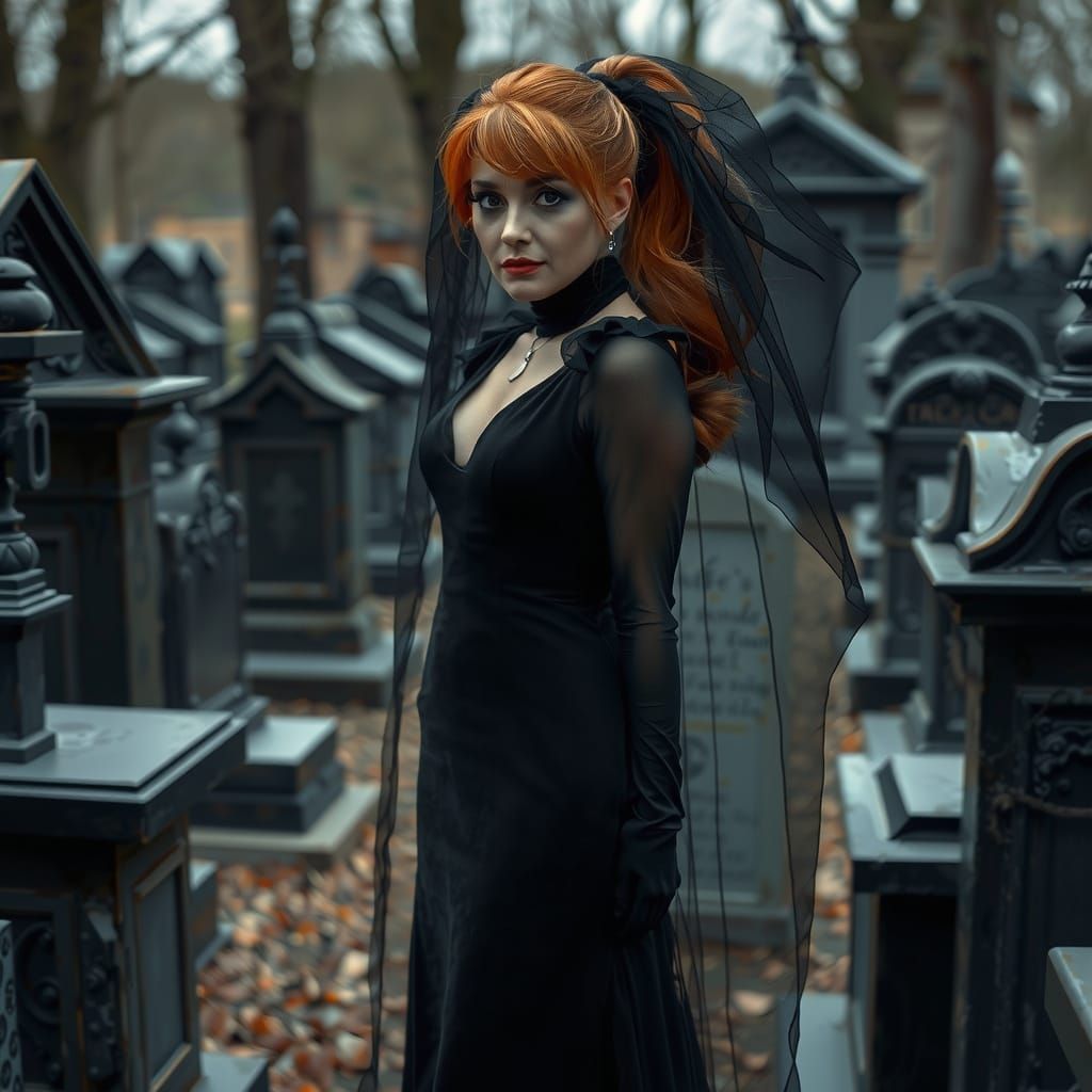 Confident Mature Woman in a Mysterious, Atmospheric Setting