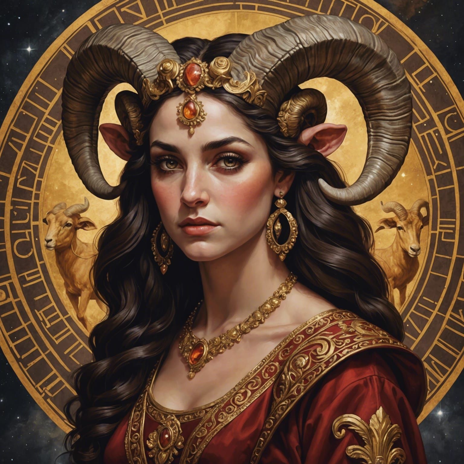 Aries as a Woman: Astrological Sign Art