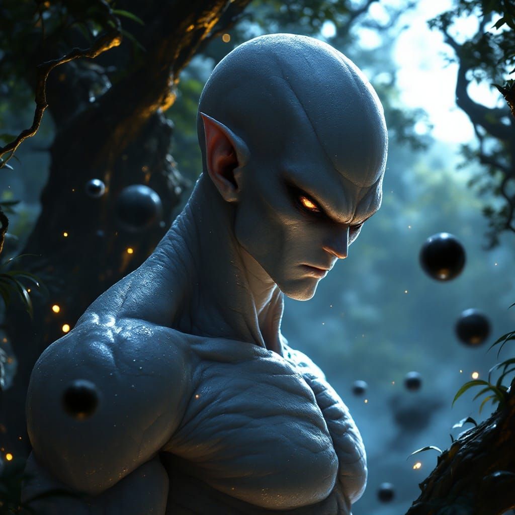 Dark Fantasy Frieza in Lush Jungle Lab Village