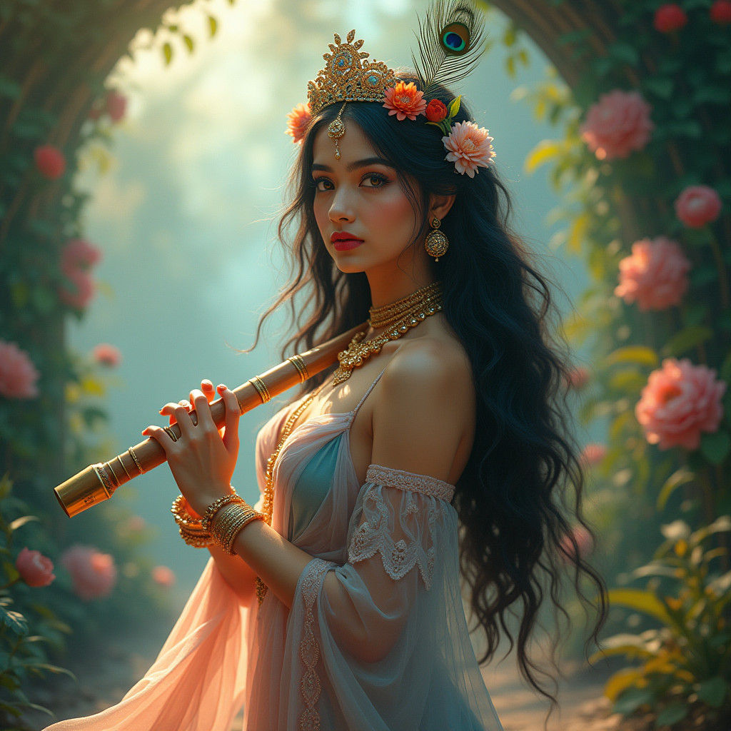 Elegant Radha in Mystical Realm: A Modern Portrayal