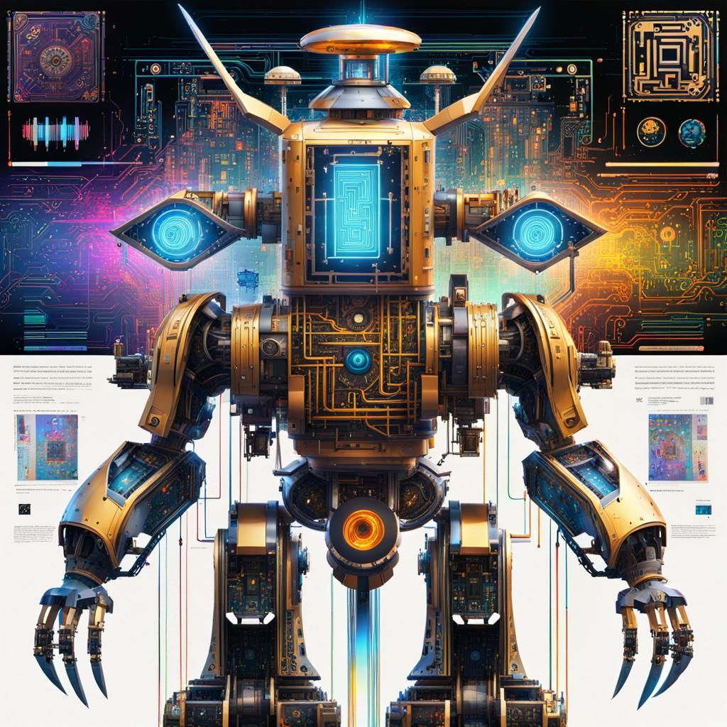 Electric Animal-Robot Hybrids Schematics with Glitch Art