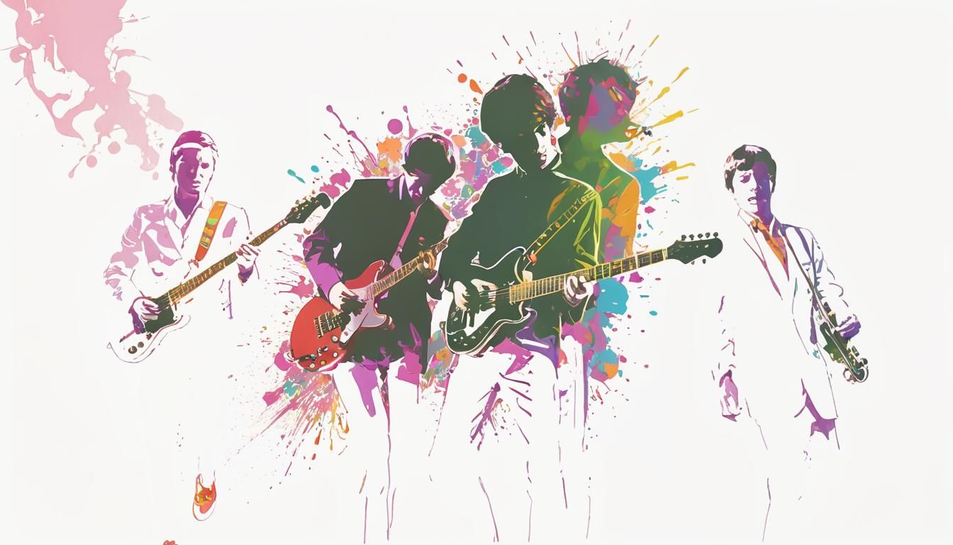 Psychedelic Pop Art Band Performance in 1960s Style