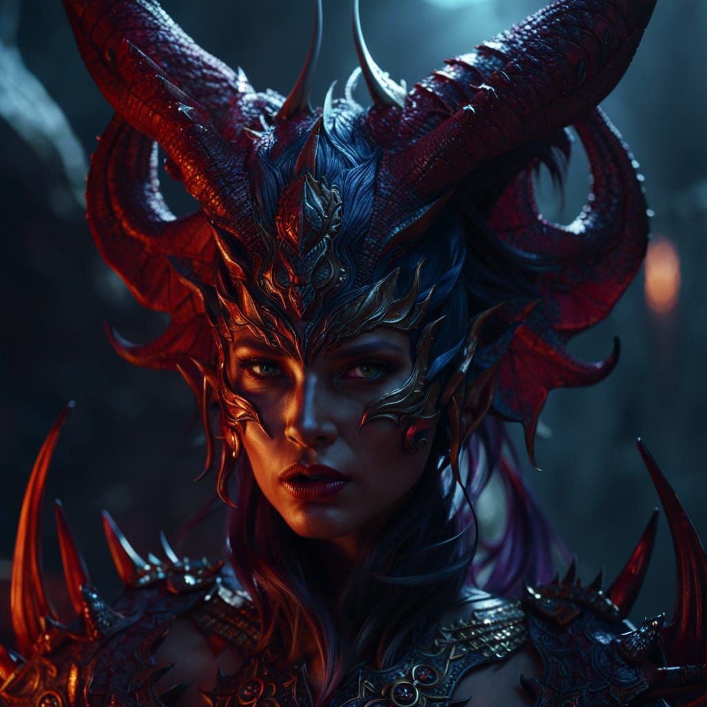 Detailed Demon Woman in a Fantasy Art Style