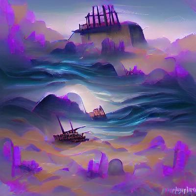 Eerie Underwater Shipwreck in Submerged Depths