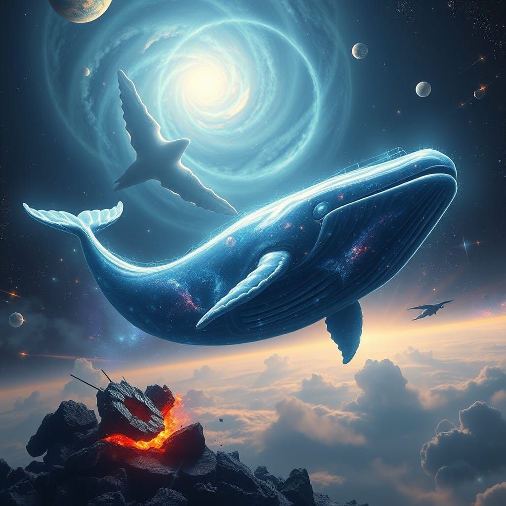 Ethereal Whale God Radiates Cosmic Magic