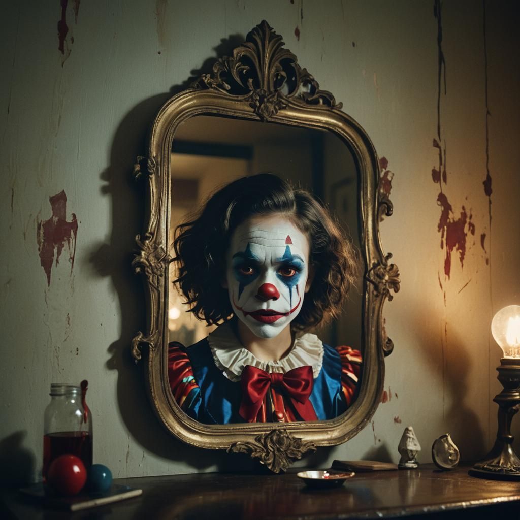Jenna Ortega as Dramatic Clown in Film Still