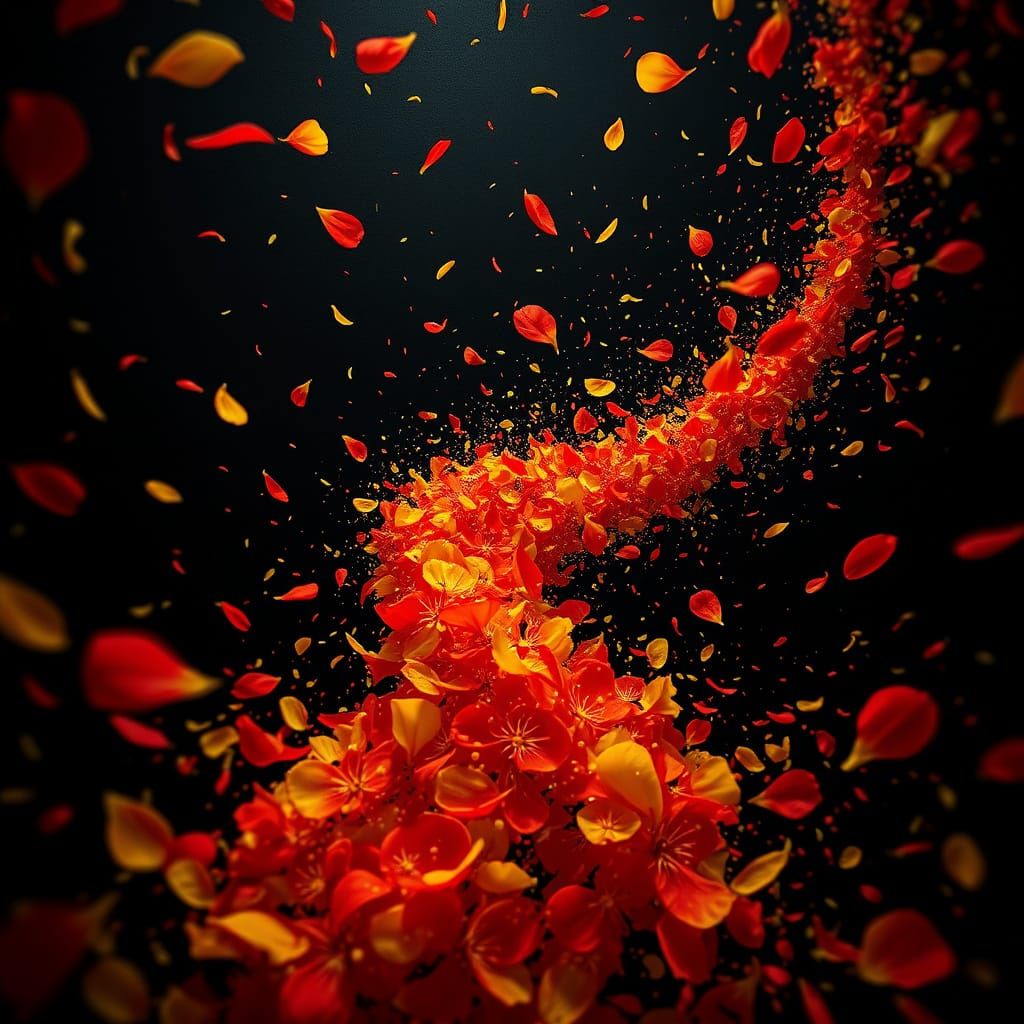 Vibrant Red and Yellow Petals Dance in a Mesmerizing Vortex