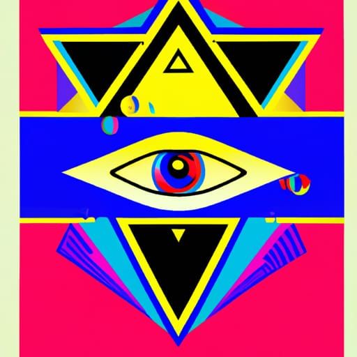 Pop Art Eye with Bauhaus Geometric Design