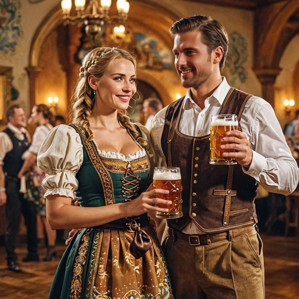 Couple Celebrating Oktoberfest with Beer Stein
