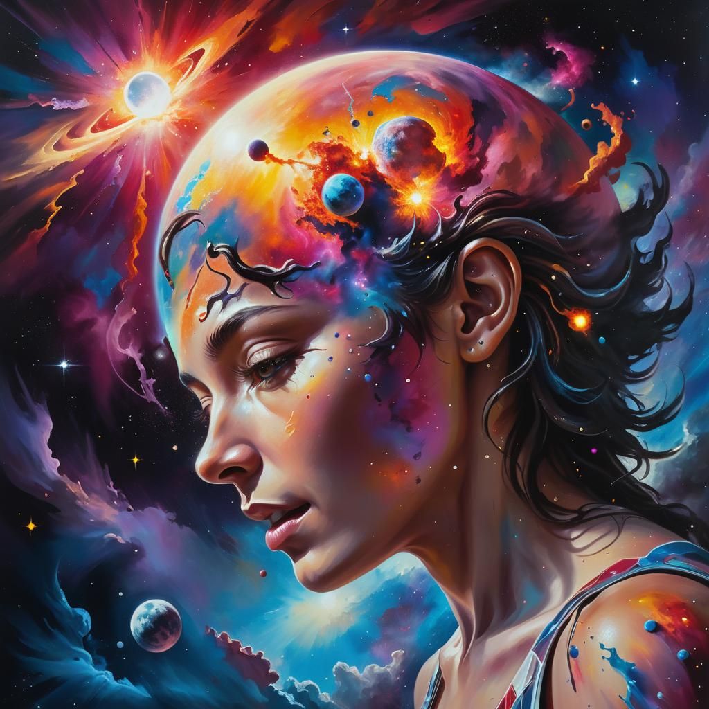 Spectacular Galaxy Eclipse in Cosmic Splash Art