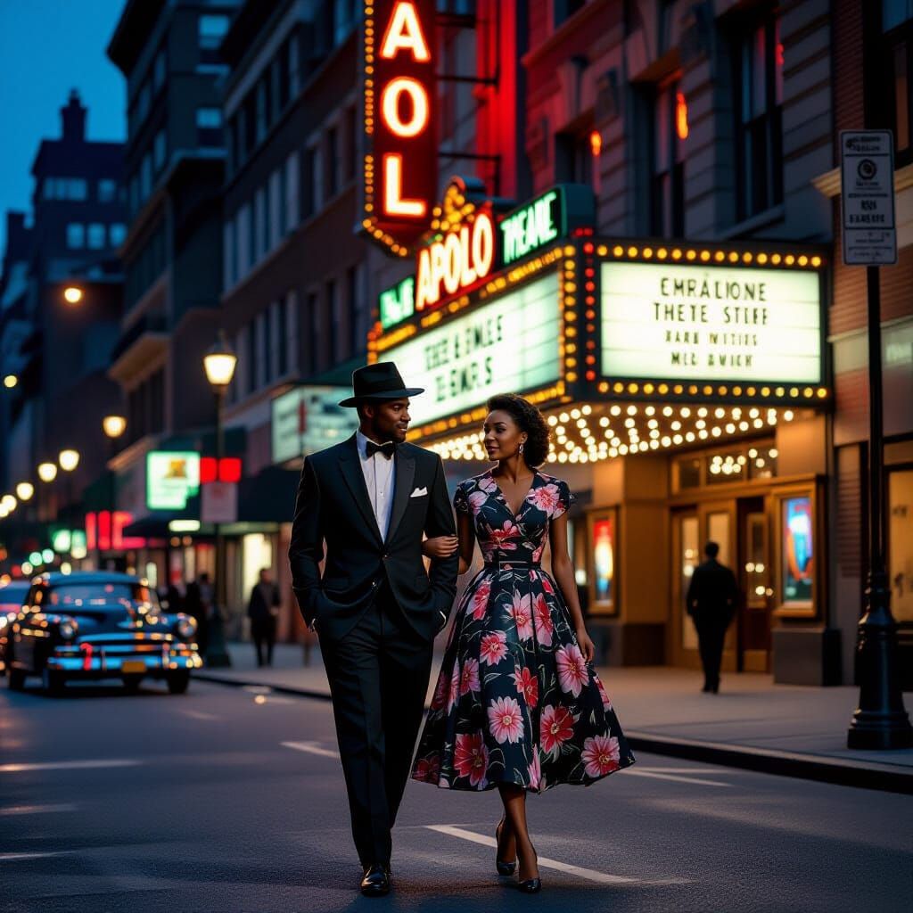Couple in 1950s Harlem by Apollo Theatre