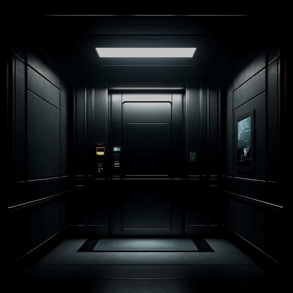 Sci-Fi Elevator with Shadowy Figure