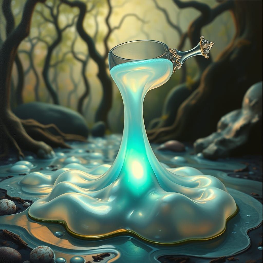 Iridescent Blob Oozes Across Surrealist Forest