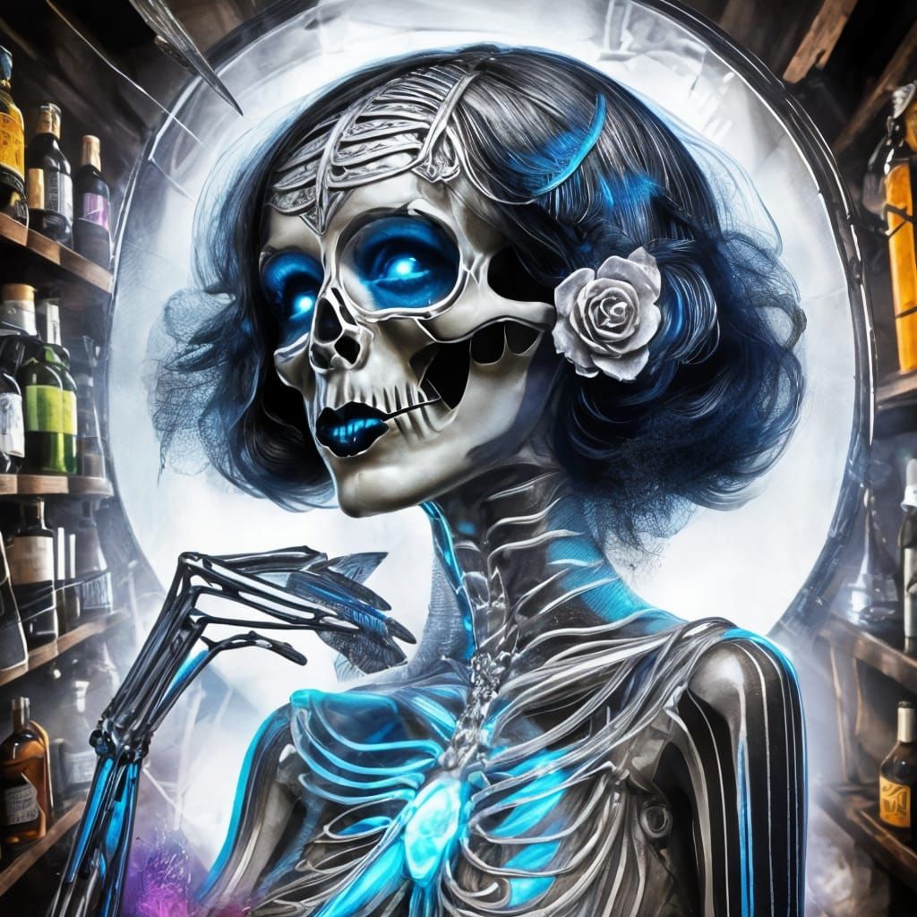 Ethereal Flapper Woman in Neon Glow