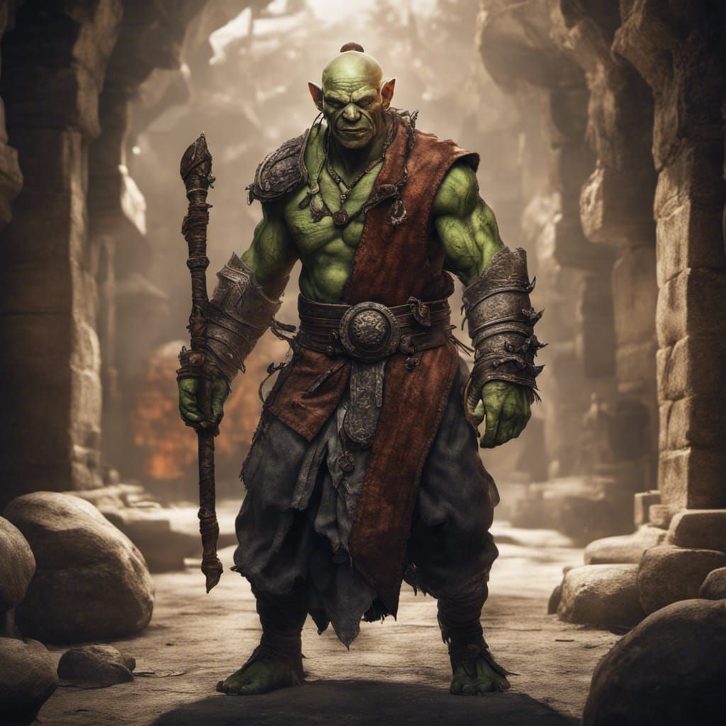 Dungeons and Dragons: Happy Orc Monk Portrait