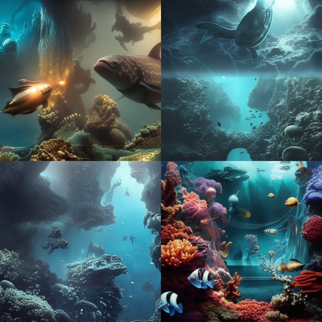 Epic Deep Sea Dive Digital Painting
