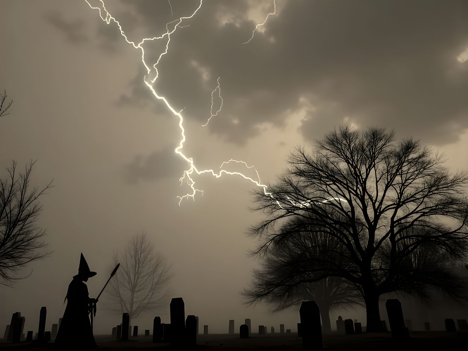 Vintage Halloween Postcard: Stormy Dark Clouds