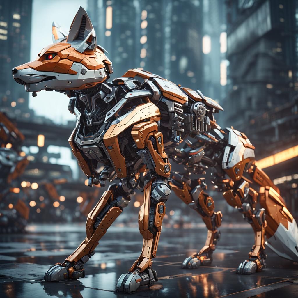 Giant Anthro Fox with Intricate Mech Details